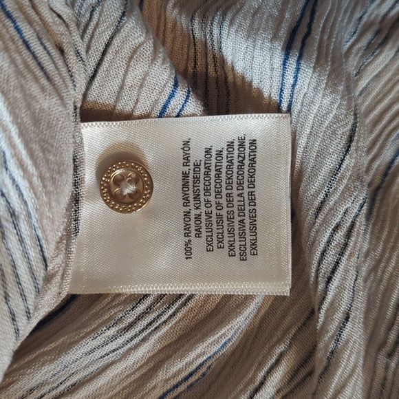 Floreat beige striped ruched button-down shirt extra small - Picture 6 of 8